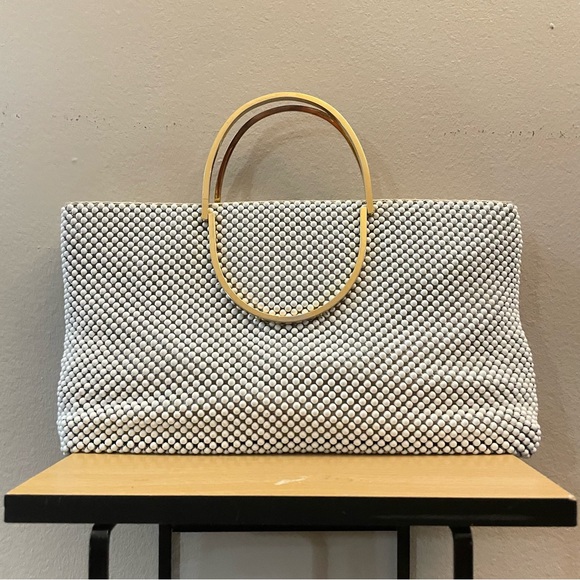 Vintage 80s ‘Bags By Marlo’ Ivory Bubble Chainmail Handbag w Gold Handles - EUC - Picture 2 of 16